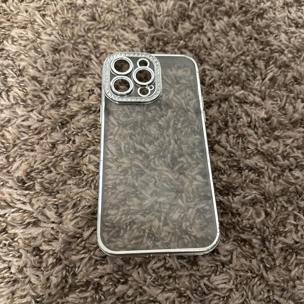 Apple Silver iPhone Case with Rhinestone Camera Cover
